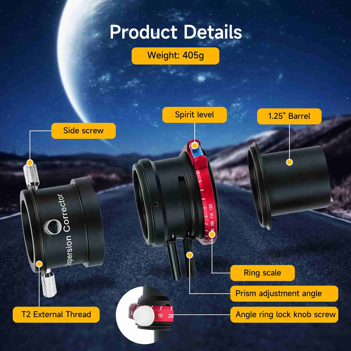 SVBONY Accessories SVBONY SV199 1.25" Atmospheric Dispersion Corrector (ADC)