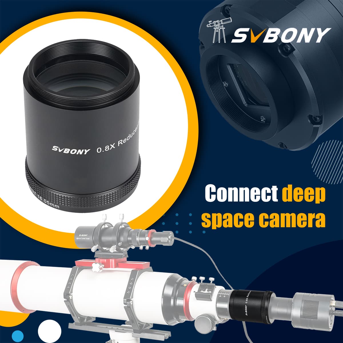 SVBONY SV209 Focal Reducer/Field Flattener 0.8x for SV550 122F7 Triplet APO  Refractor Black - W9161B