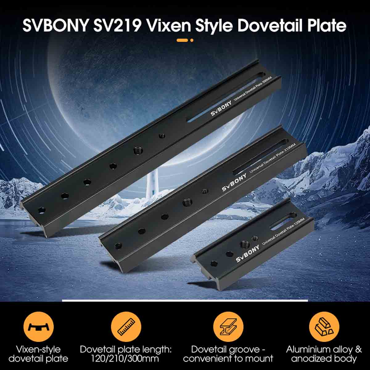 Svbony Accessory Svbony SV219 Black Dovetail Mounting Plate - W9175A - W9175B - W9175C