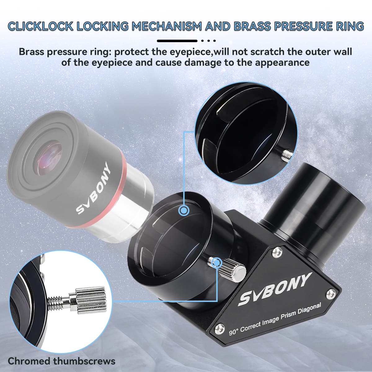 Svbony Accessory Svbony SV222 Erect Prism Diagonal 90 Degree 1.25-inch with Anti Reflection Coating Metal for Refractor Telescope - W9179B