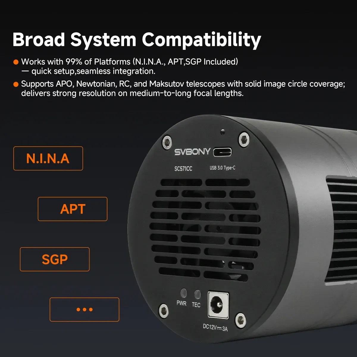 Svbony Cameras SVBONY SC571CC APS-C Color Cooled Astronomy Camera - W9328A
