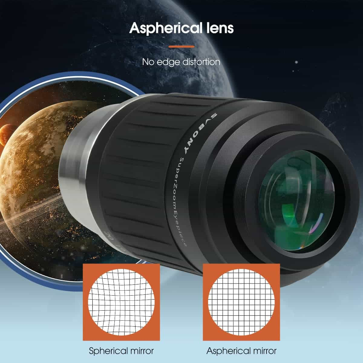 Svbony Eyepiece Svbony SV230 Super Zoom Aspheric Eyepiece Clickstop Parfocal Design 8-20mm 57°- 72° AFOV for Astronomical Observation with 1.25" / 2" Nosepieces - W9185A