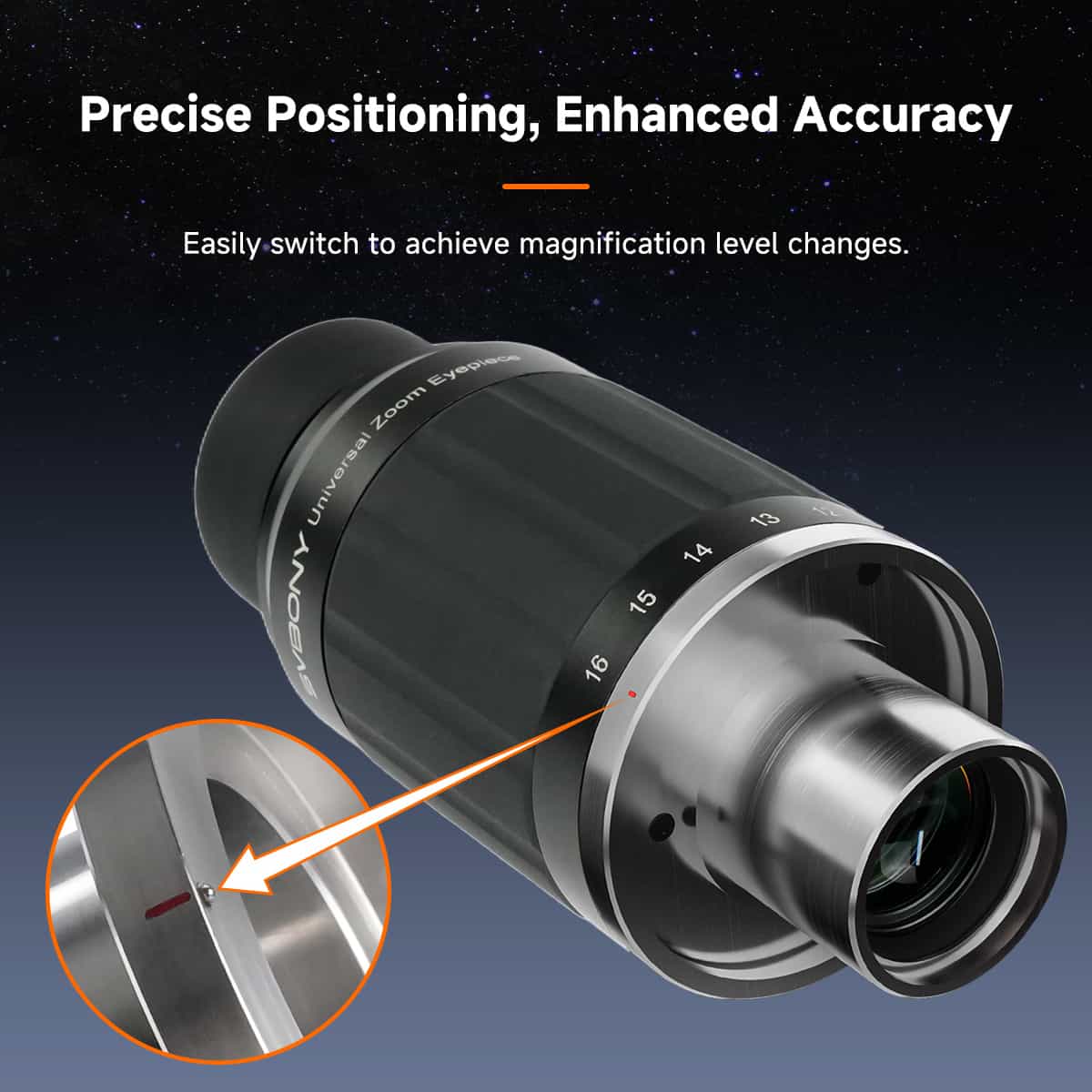 Svbony Eyepiece Svbony SV245 Zoom Eyepiece 8-16mm 63 Degrees with Parfocal & ClickStop Design for Visual Planetary Observation/Binoviewing- W9192A
