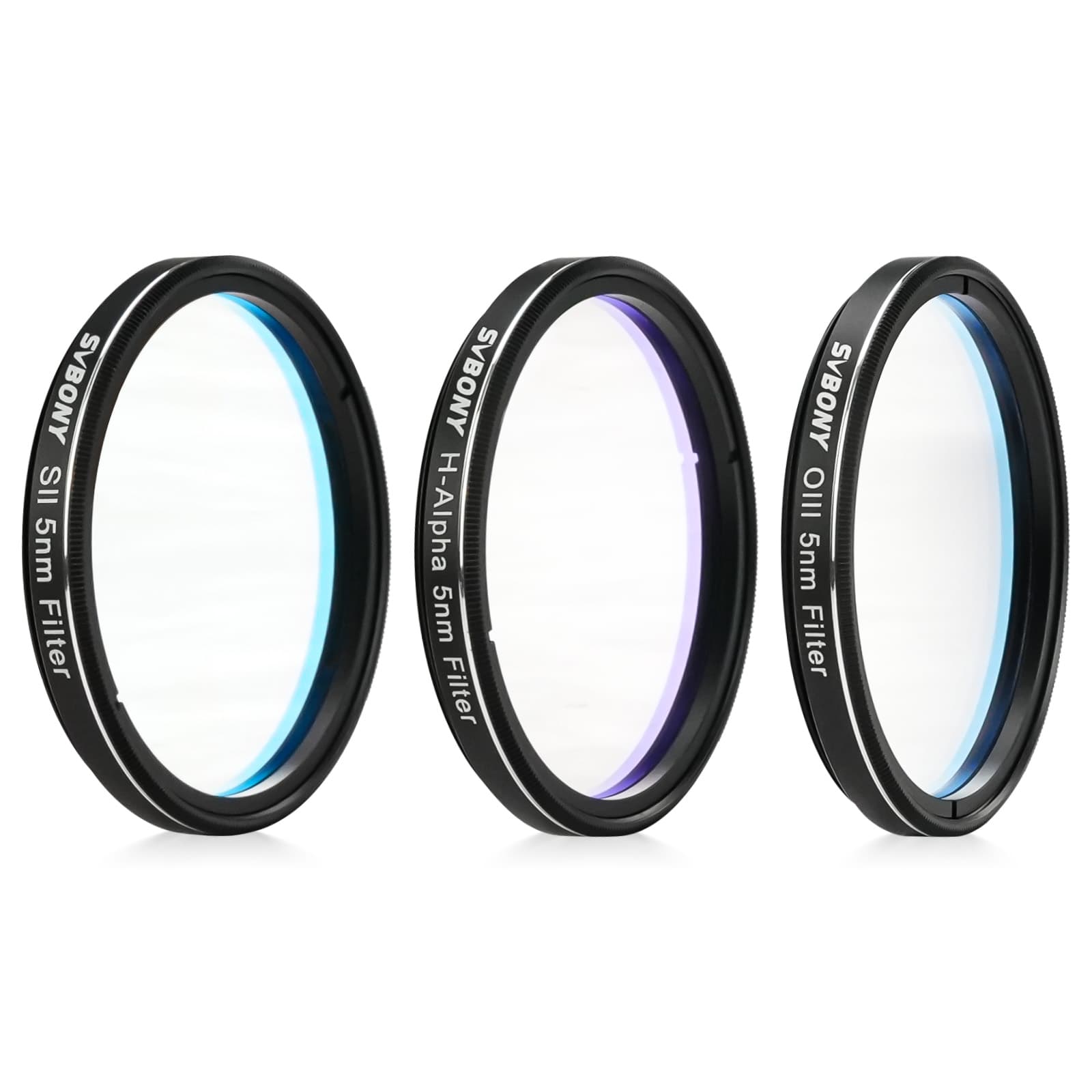 Svbony Filter Svbony SV227 SHO 5nm 2" Filter Set SII H-Alpha OIII Narrowband Photographic Filters for Deep Sky - W9187DA-W9187DB-W9187DC