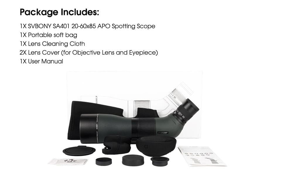 Svbony Guide Scope Svbony SV401 20-60x85 Spotting Scopes with Wifi Camera Birding Photography- F9375A