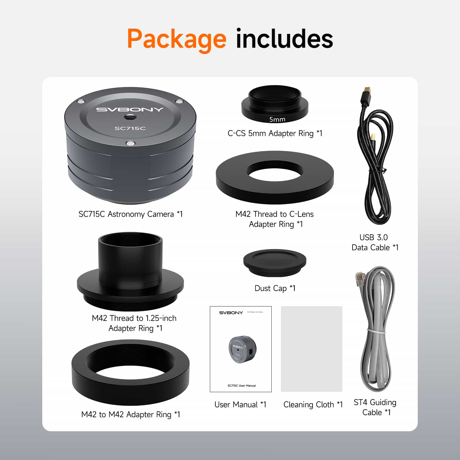 Svbony Svbony SC715C OSC Planetary Camera Color CMOS IMX715 USB3.0 for Capturing Deep-sky Objects - W9305A