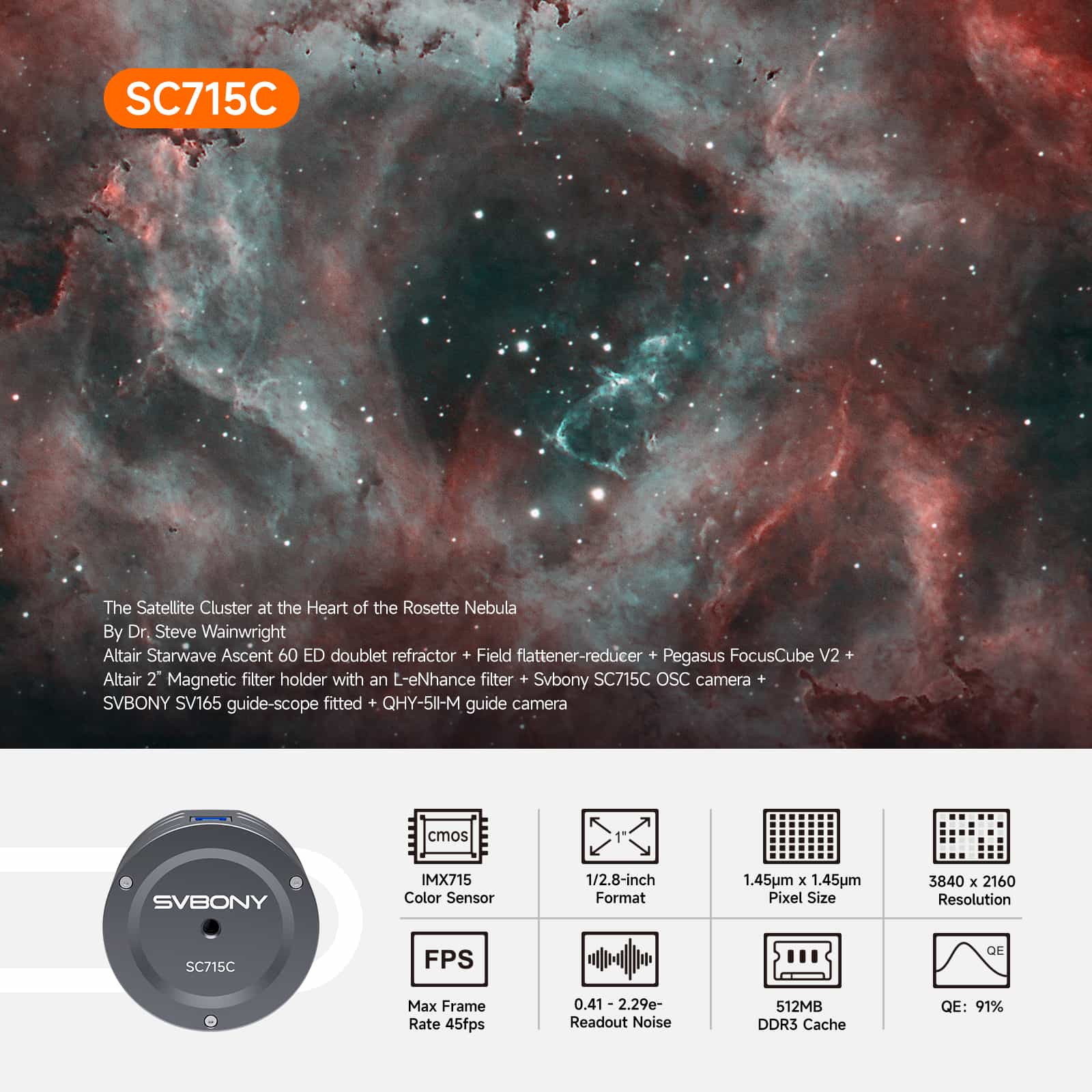 Svbony Svbony SC715C OSC Planetary Camera Color CMOS IMX715 USB3.0 for Capturing Deep-sky Objects - W9305A