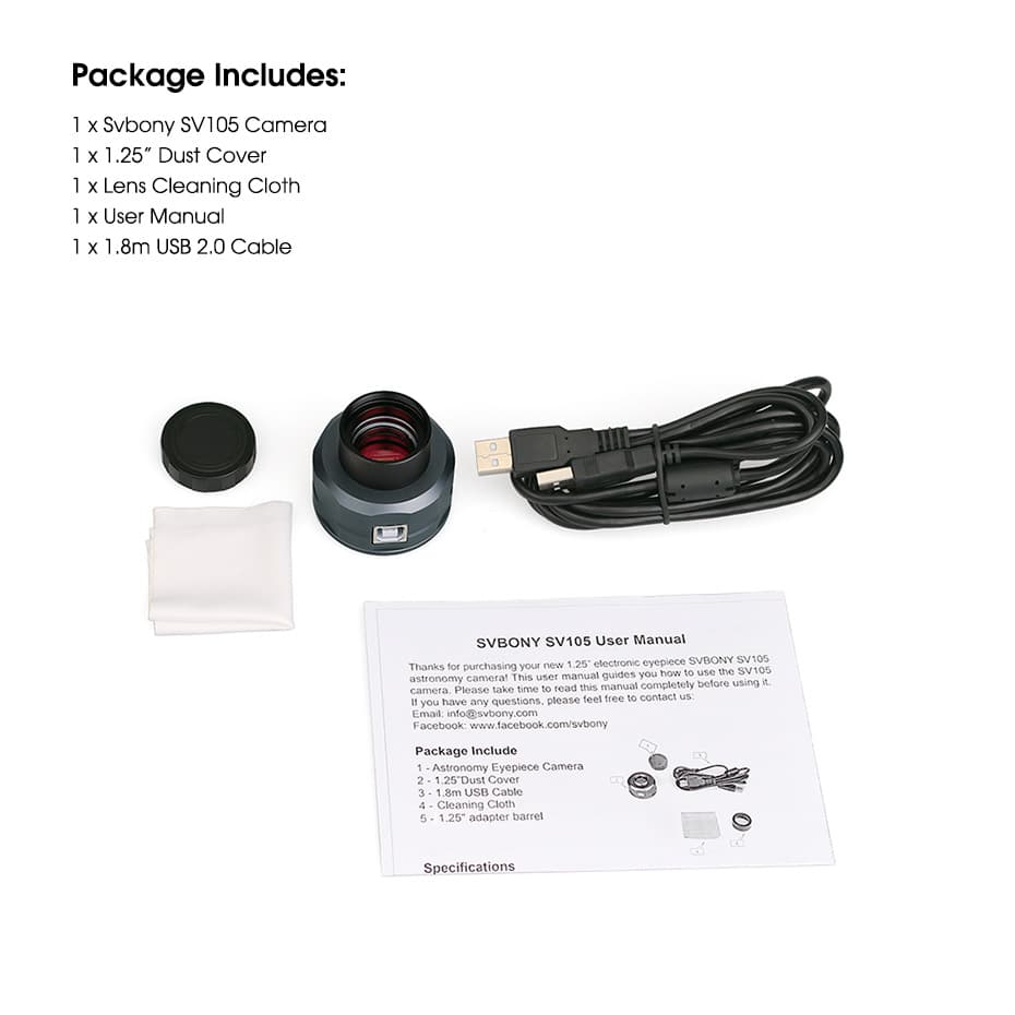 Svbony SVBONY SV105 Planetary Camera 2MP USB2.0 for Beginners Astrophotography - F9159A