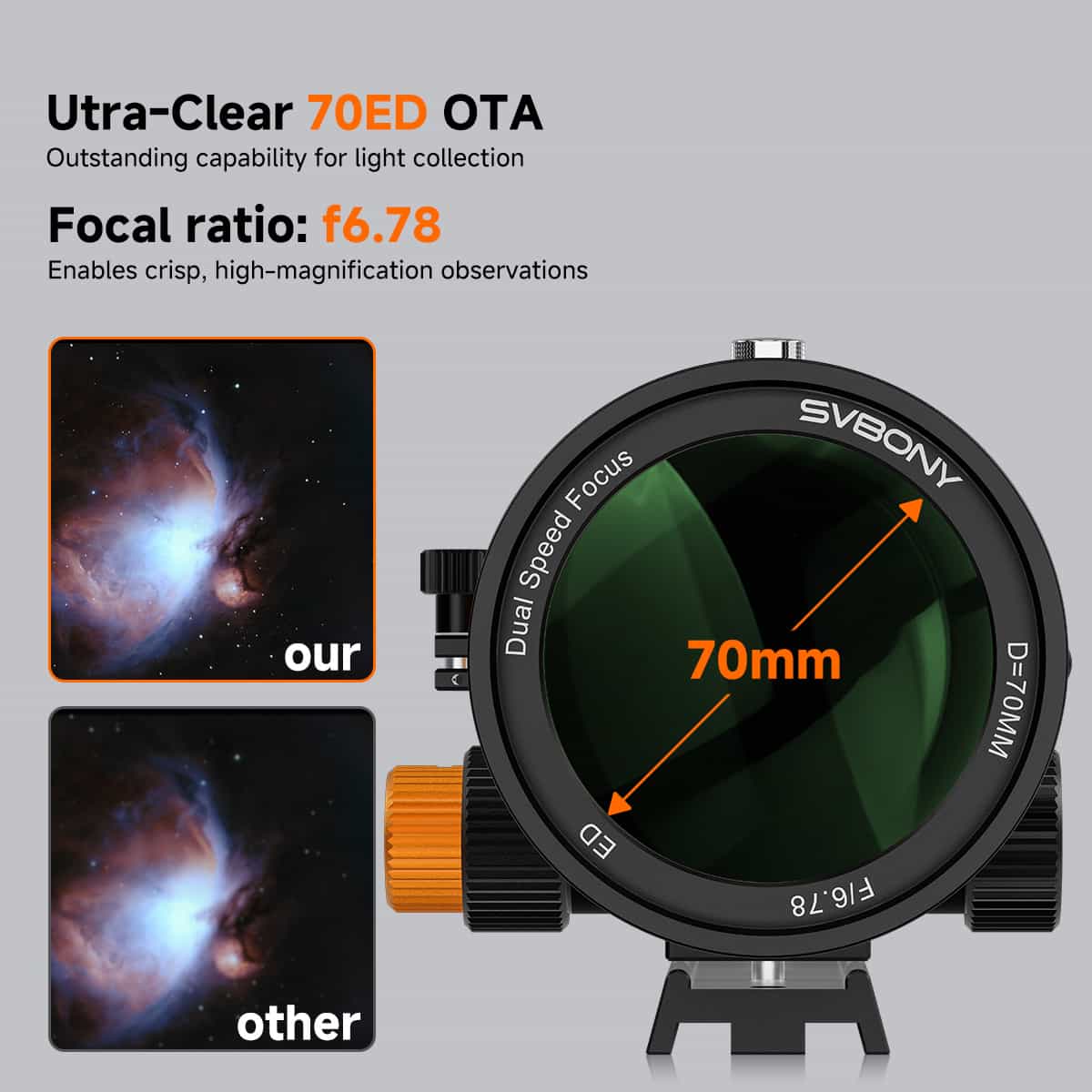 Svbony Telescope Svbony SV503 Telescope ED 70mm Upgraded F6.78 Quadruplet Flatfield Refractor for Astronomy - F9359E