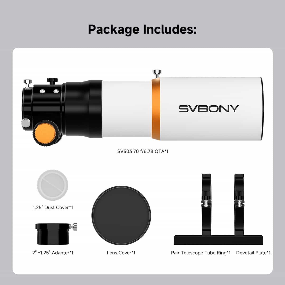 Svbony SV503 Telescope ED 70mm Upgraded F6.78 Quadruplet Flatfield Ref