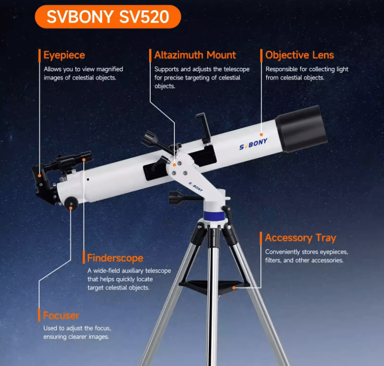 Svbony Telescopes SVBONY SV520 90mm f/8.9 AZ Refractor Telescope Kit - W9302A