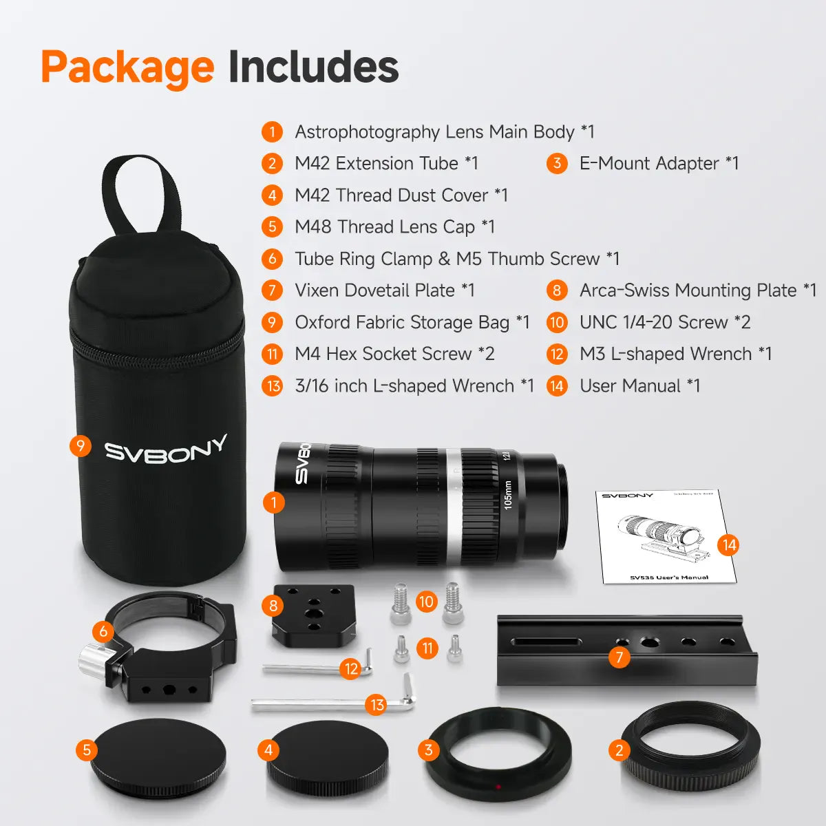 Svbony Telescopes SVBONY SV535 APO Astro Camera Lens - W9317A