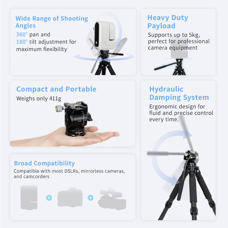 ZWO Tripod Seestar TH10 Fluid Tripod Head and TC20 Carbon Fiber Tripod