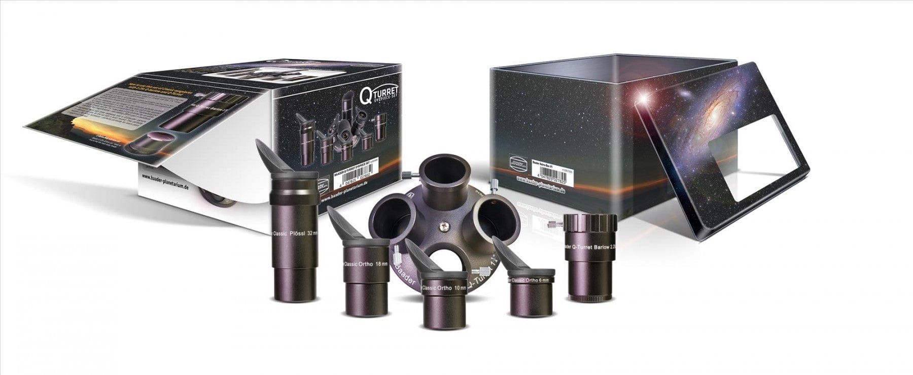 Baader Planetarium Accessory Baader Q-Turret Eyepiece Set (eyepiece revolver, 4x Classic Ortho, 1x Q-Barlow 2.25x) - 2957000