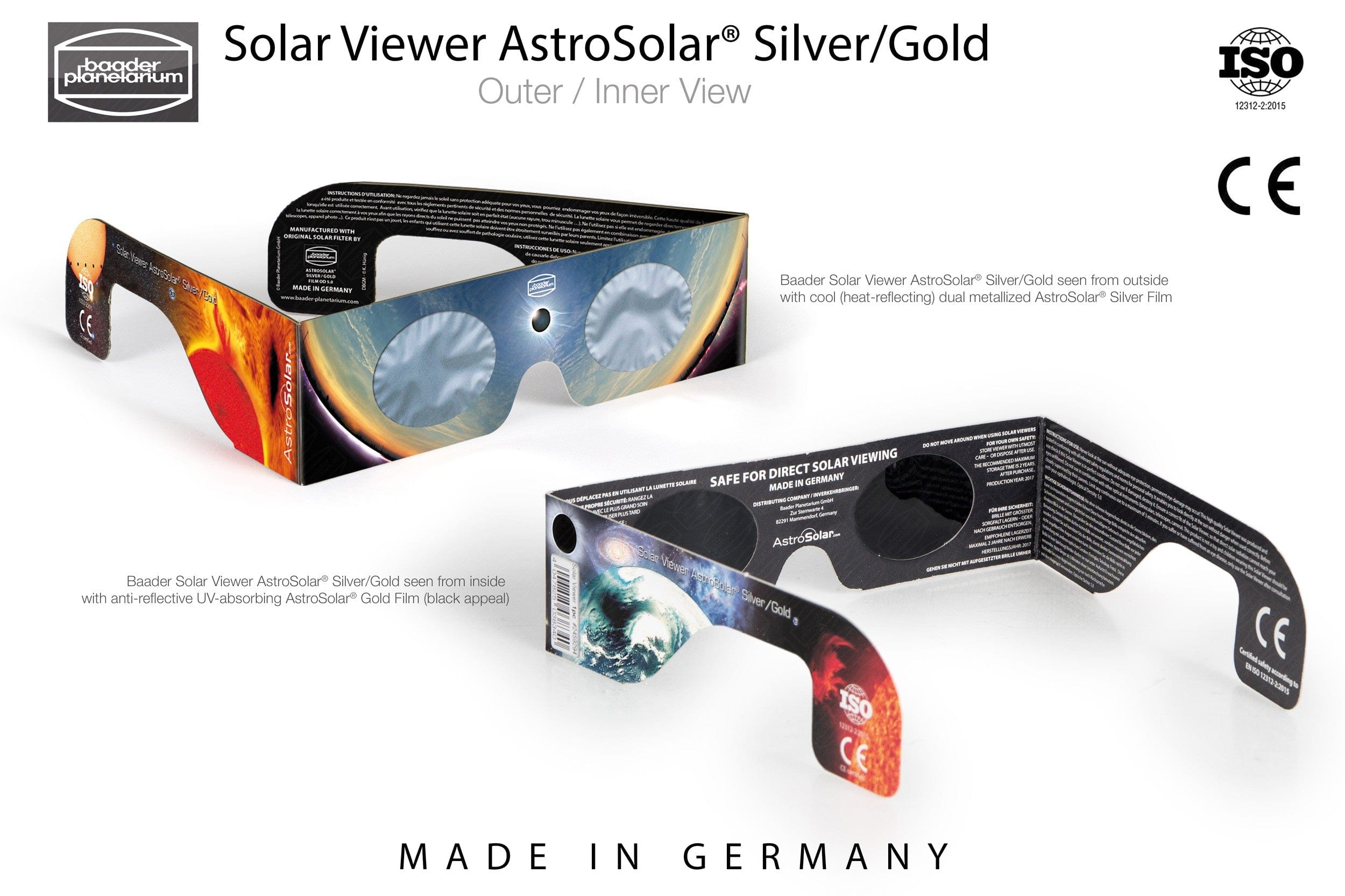 Baader Planetarium Accessory Baader Solar Viewer AstroSolar® Silver/Gold Eclipse Glasses (single piece packaging) - 2459294