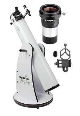 Sky-Watcher Telescope BUNDLE: Sky-Watcher Classic 150P 6" Dobsonian S11600 with Svbony 2X Barlow and Celestron Bluetooth Smartphone Holder (Save $30!)