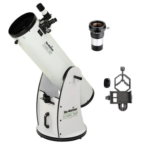 Sky-Watcher Telescope BUNDLE: Sky-Watcher Classic 250P 10" Dobsonian S11620 with FREE Svbony 2X Barlow and Celestron Bluetooth Smartphone Holder (Save $56!)